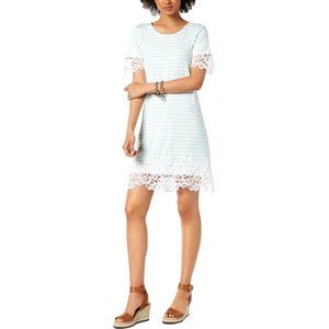 Tommy Hilfiger NWT Women's Aqua/White Striped T-Shirt Dress Size 2X